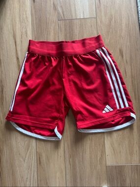 adidas Red Shorts with White Accent Stripes